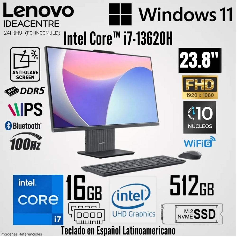 All in One Lenovo IdeaCentre 24IRH9 Intel Core i7-13620H 16GB RAM 512GB SSD 23.8" FHD - 100Hz